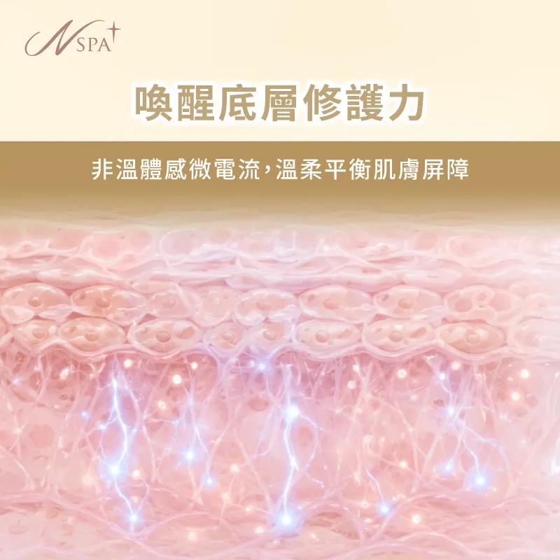 透過非溫體感的專利頻率共振能幫助平衡細胞電位並喚醒底層的修護動能 非溫效應下的底層肌膚調理-英特波 原理
